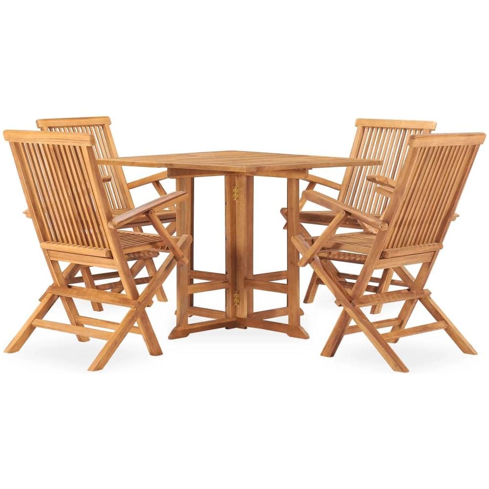 Set Da Pranzo Da Giardino 5 Pz Pieghevole In Massello Di Teak - Foto 2