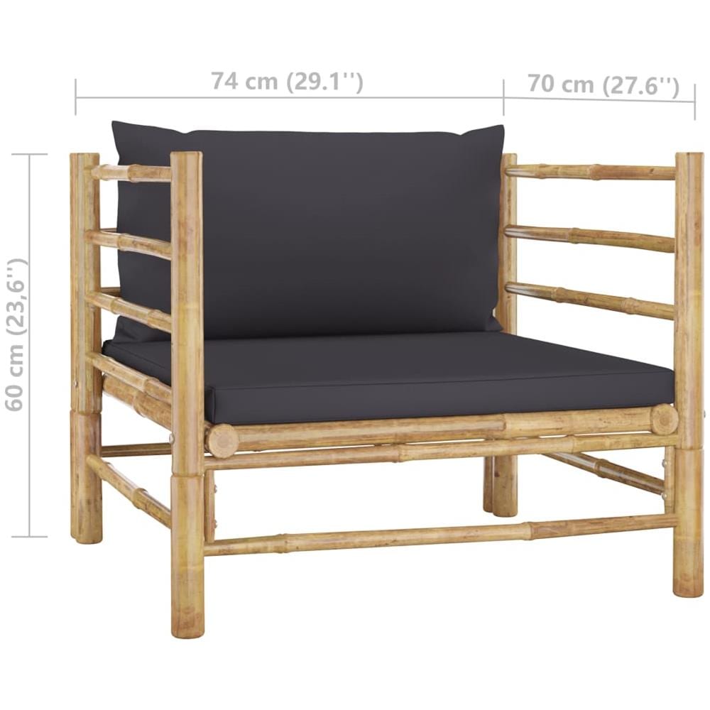 Set Divani Da Giardino 5 Pz Con Cuscini Grigio Scuro In Bamb? - Foto 4