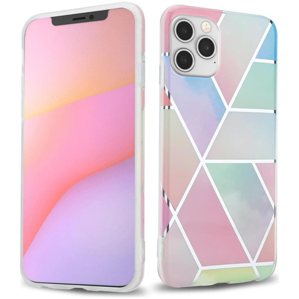 Cadorabo Custodia Compatibile Con Apple Iphone 12 / Iphone 12 Pro (6,1 Zoll) In Marmo Arcobaleno No. 11 - Coperchio Protettivo In Silicone Tpu Con Motivo A Mosaico - Foto 1