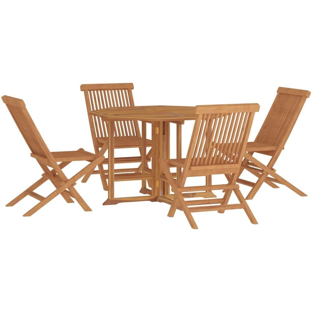 Set Da Pranzo Pieghevole Per Esterni 5pz Legno Massello Di Teak - Foto 2