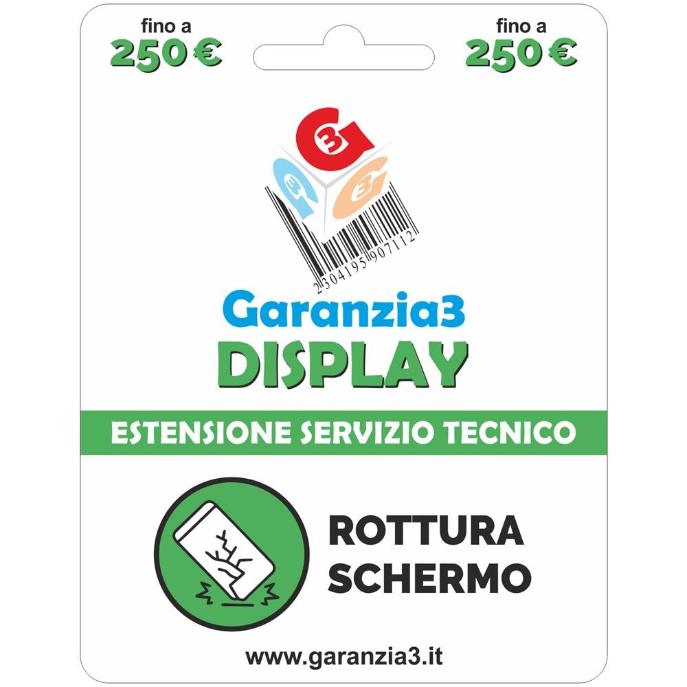 Display 250 - Servizio di assistenza tecnica 12 mesi di ripristino da rottura schermo accidentale. Valore dispositivo fino a 250 Euro - Foto 1