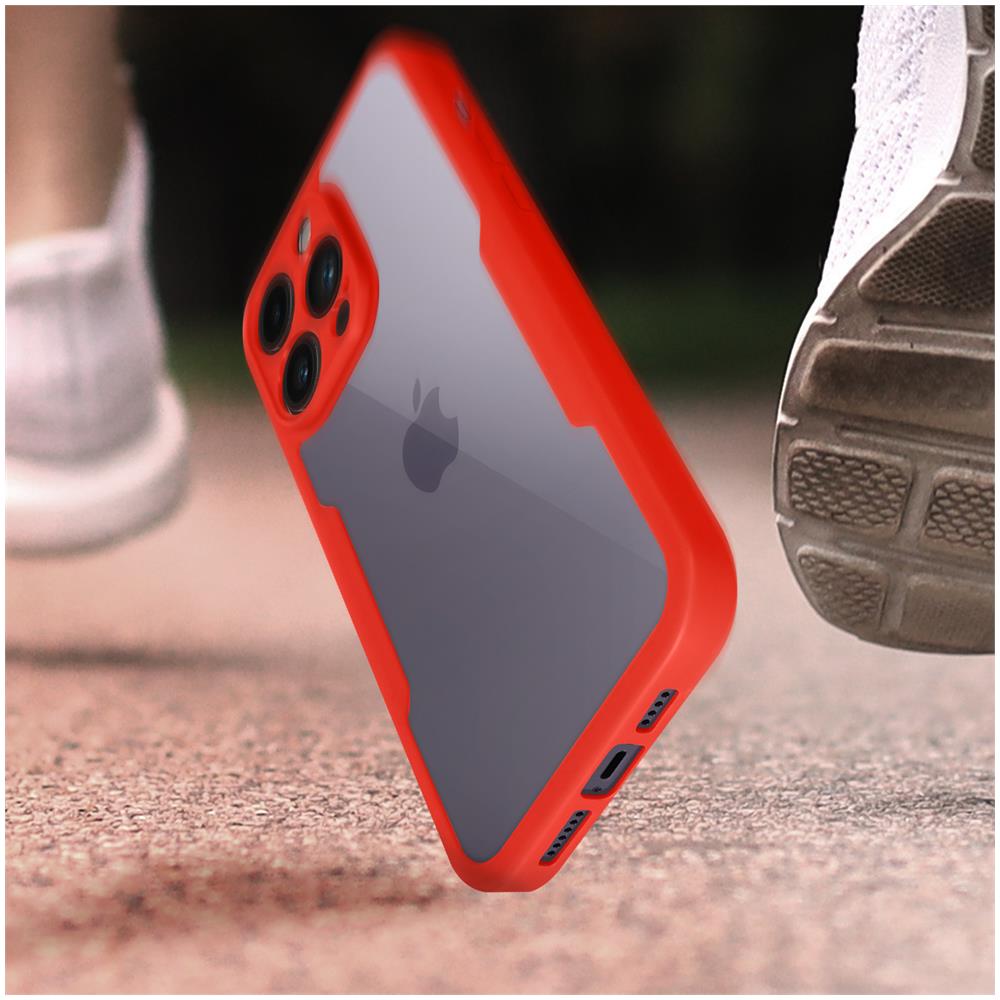 Cover Iphone 14 Pro Retro Plexiglass Fronte Polimero Bordo Rosso - Foto 2