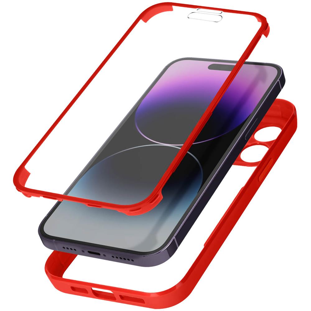 Cover Iphone 14 Pro Retro Plexiglass Fronte Polimero Bordo Rosso - Foto 1