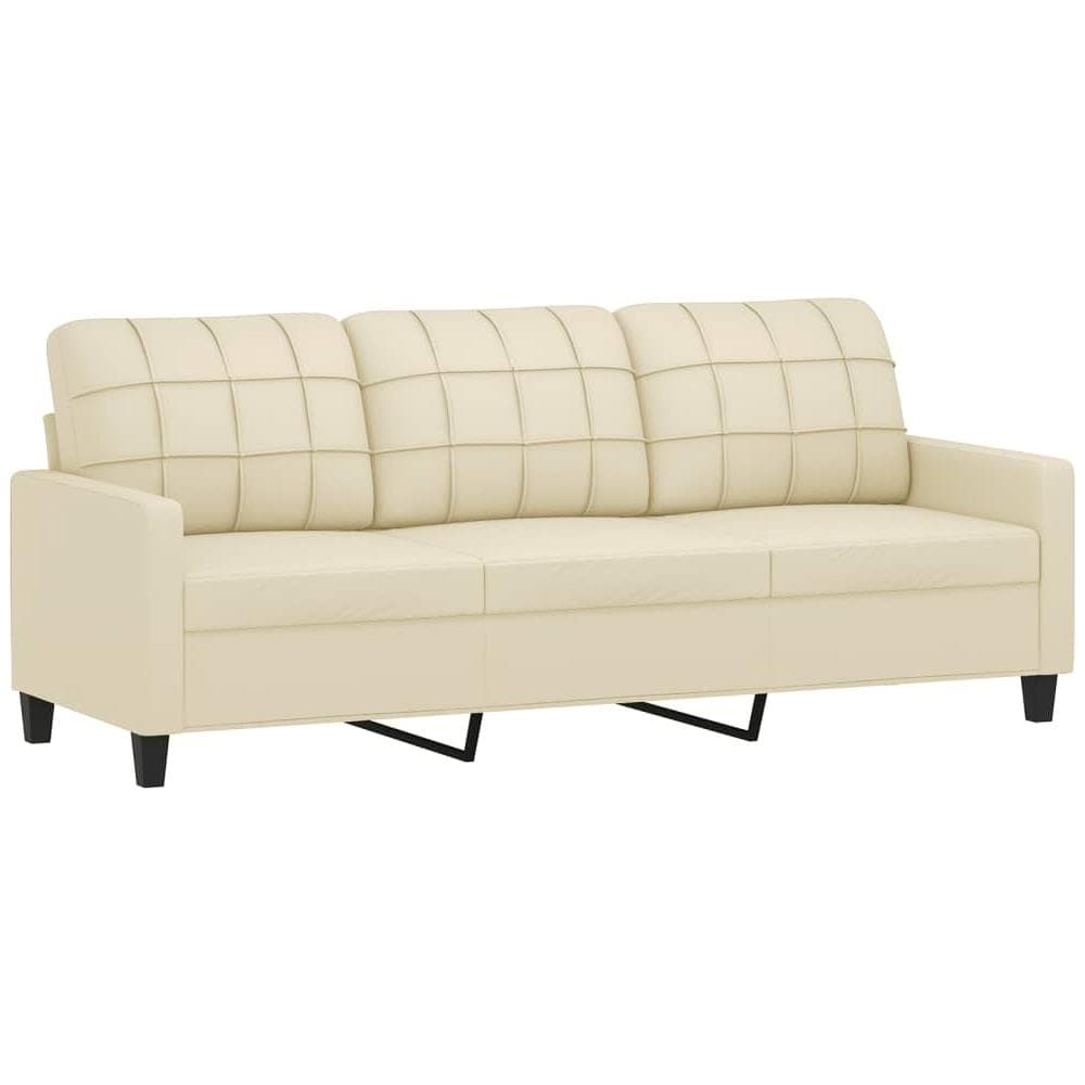 Divano A 3 Posti Crema 180 Cm In Similpelle - Foto 2