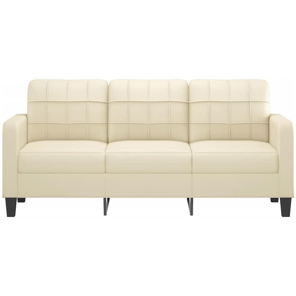 Divano A 3 Posti Crema 180 Cm In Similpelle - Foto 3