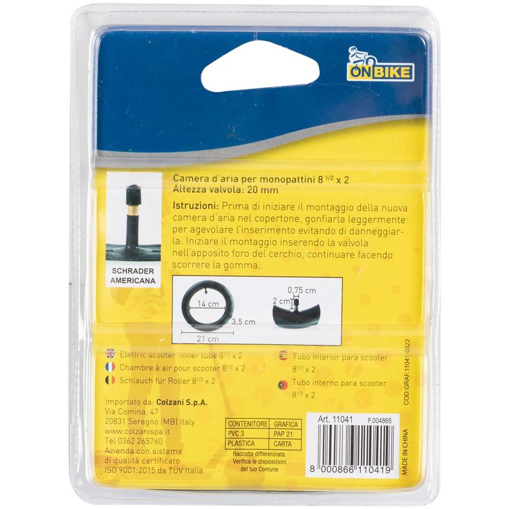 Camera D'aria Per Monopattino Misura 8 1/2 X 2, Con Valvola Americana, Sicura E Resistente - Foto 2