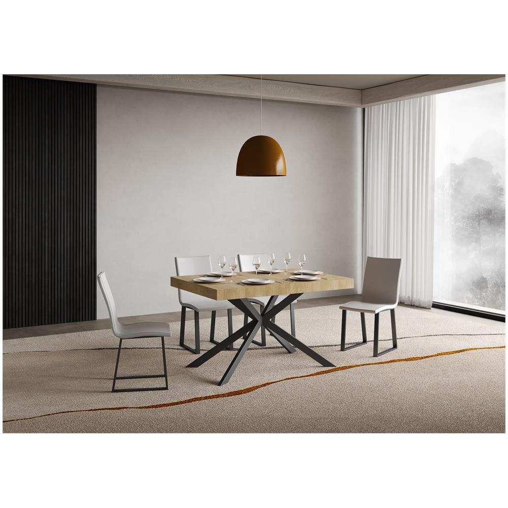 Tavolo allungabile 90x120/224 cm Plaker quercia natura gambe antracite - Foto 2