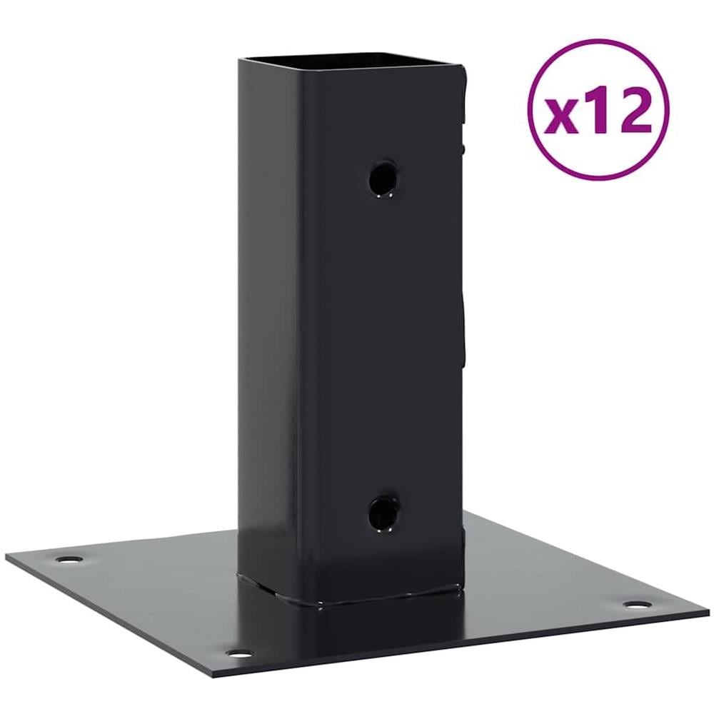Basi per Pali Quadrati 12 pz 46x46mm Acciaio Verniciato Polvere - Foto 1