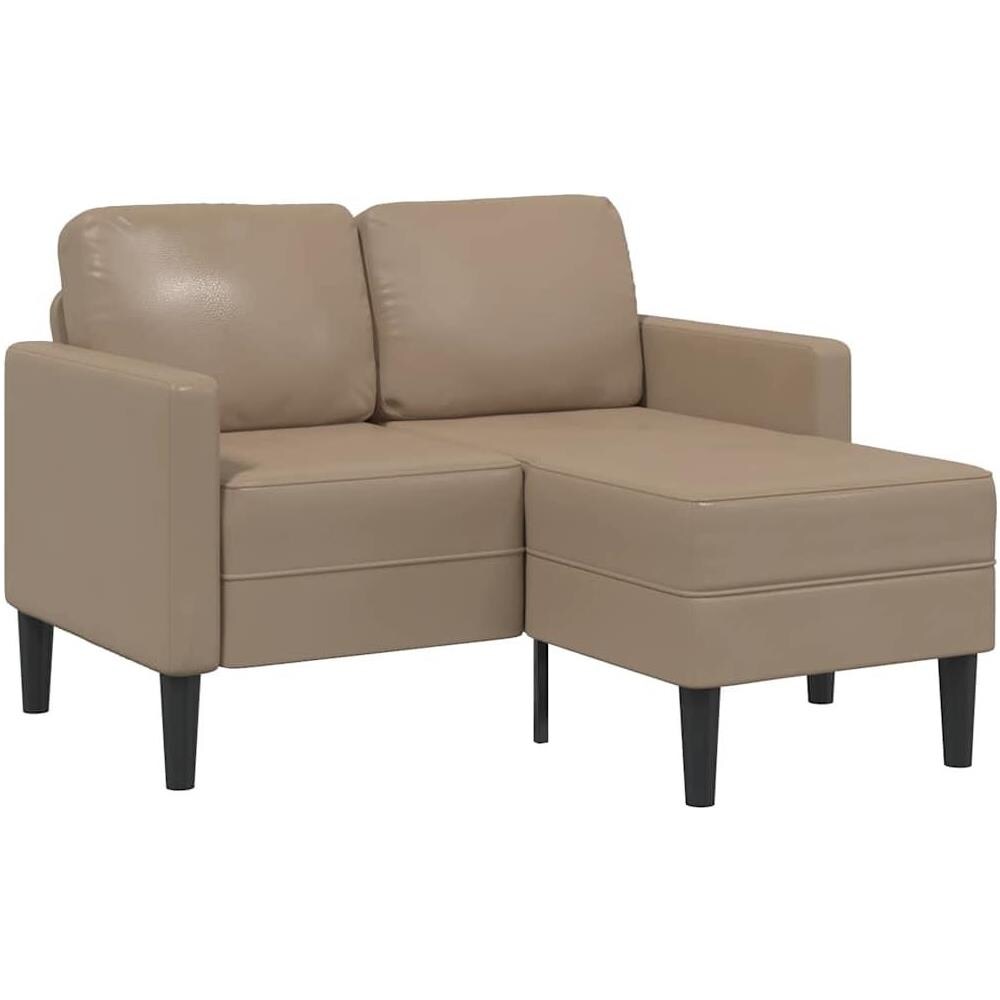 Divano 2 Posti con Chaise a L Cappuccino 125 cm in Similpelle - Foto 1