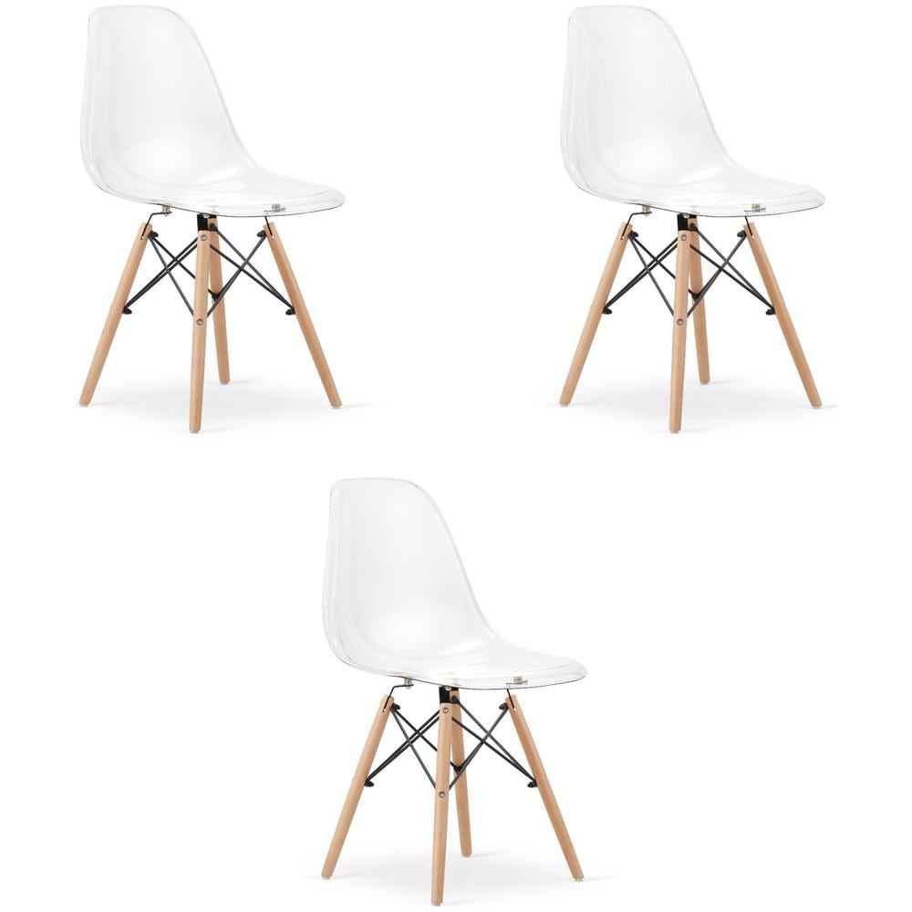 Sedia Valora OSAKA con gambe trasparenti naturali per soggiorno x3 - Foto 1