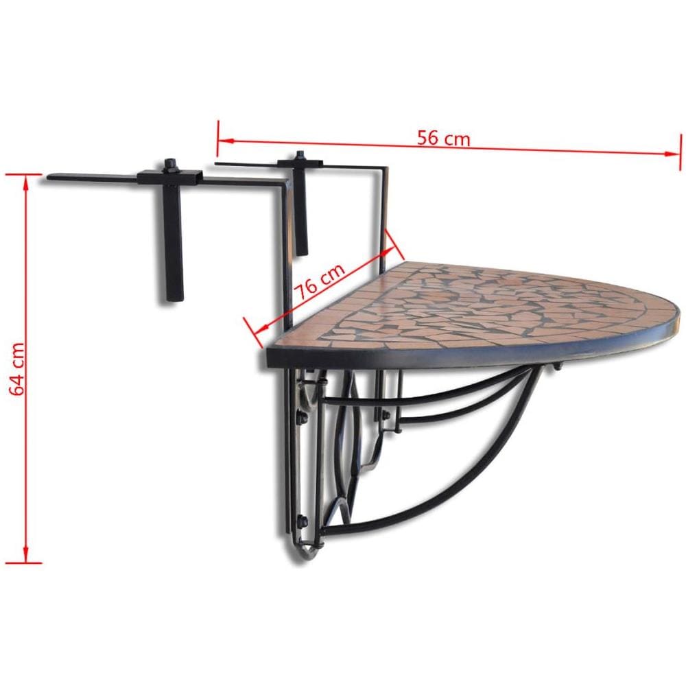 Mosaico Balcone Tabella D'attaccatura Semicircolare Terracotta - Foto 12