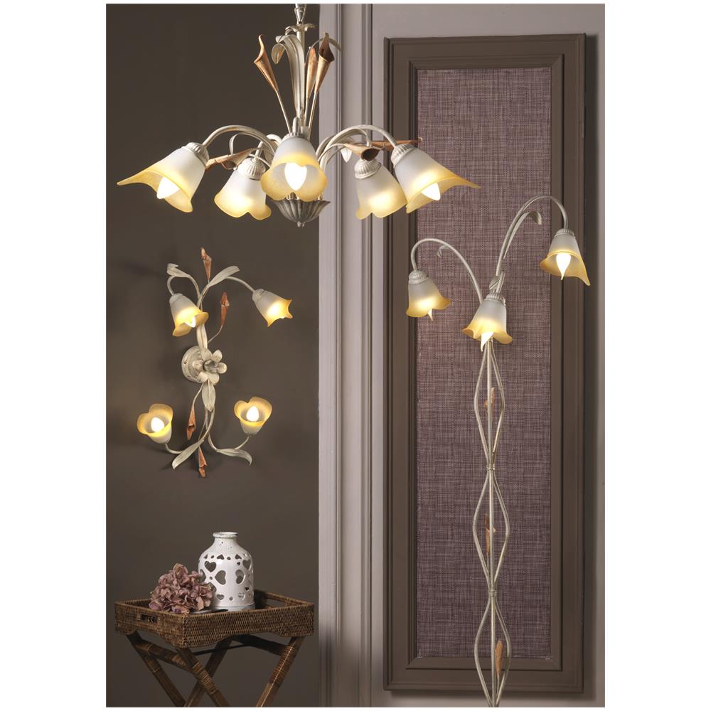 Lampadario Lucrezia 5 Luci In Metallo Avorio Spennellato Oro Lavorato A Mano In Italia - Foto 2