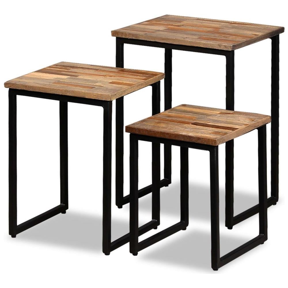 Set Tavolini A Incastro 3 Pz In Teak Massello Di Recupero - Foto 1