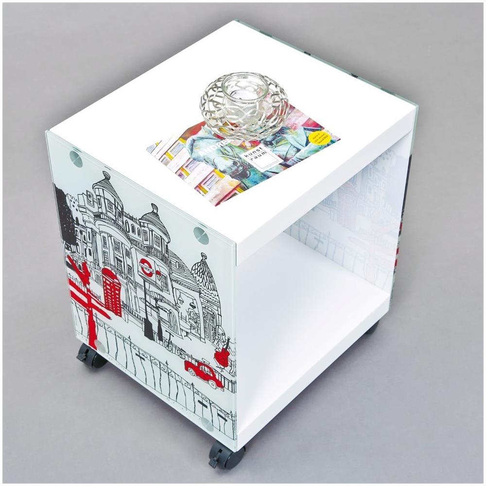 Links Londoncube Cubo con Piani in Mdf E Fianchi In Vetro Serigrafato Fantasia Londra - Foto 3