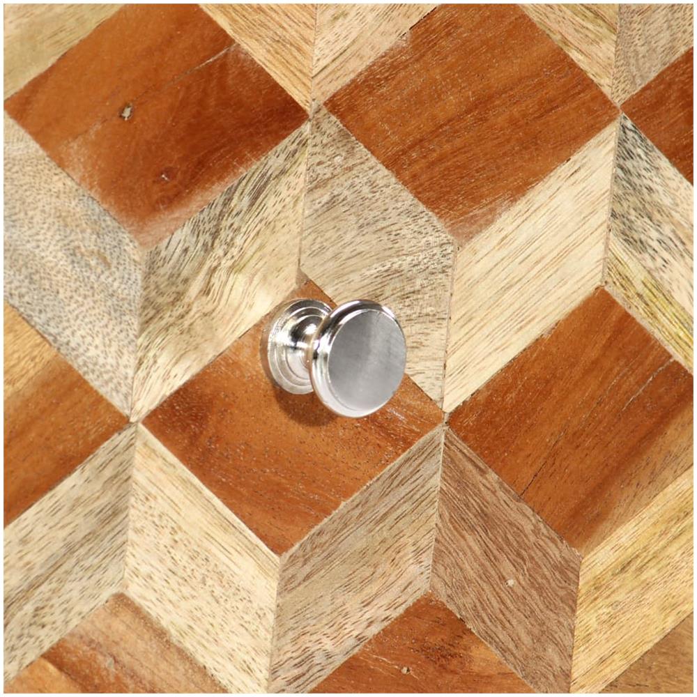 Comodino Grigio 40x30x50 Cm In Legno Massello Di Mango - Foto 2