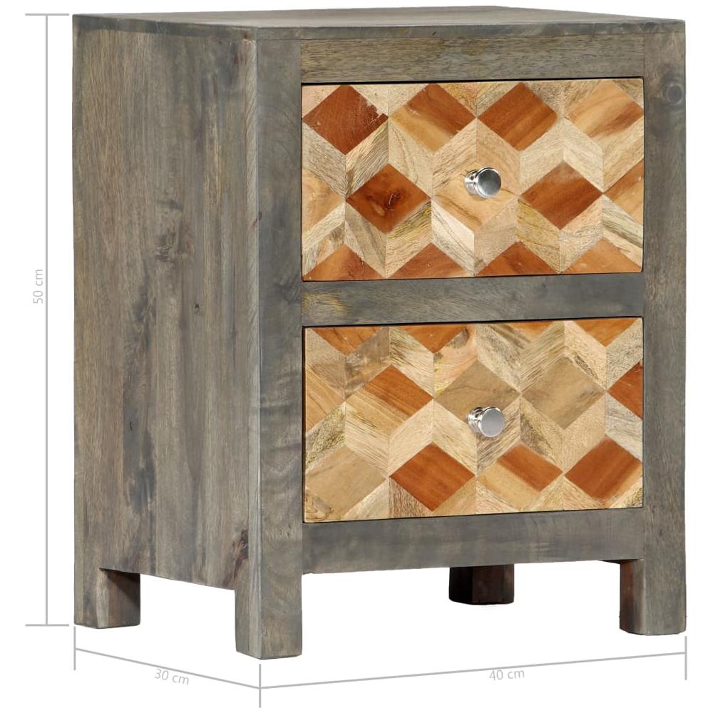 Comodino Grigio 40x30x50 Cm In Legno Massello Di Mango - Foto 15