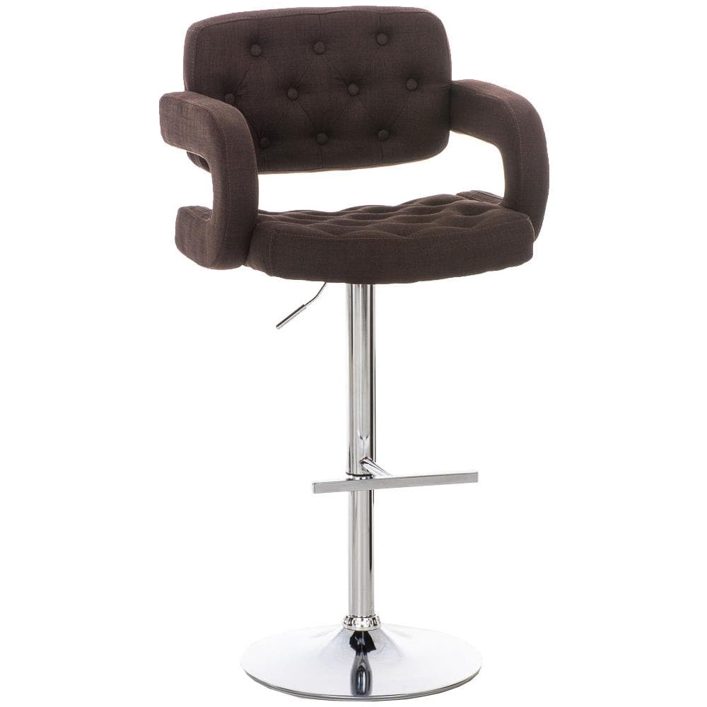 Sgabello Design Dublin In Tessuto - Sgabello Bar Girevole E Regolabile In Altezza 65-85 CM - Sgabello Alto Con Schienale E Braccioli Marrone - Foto 1