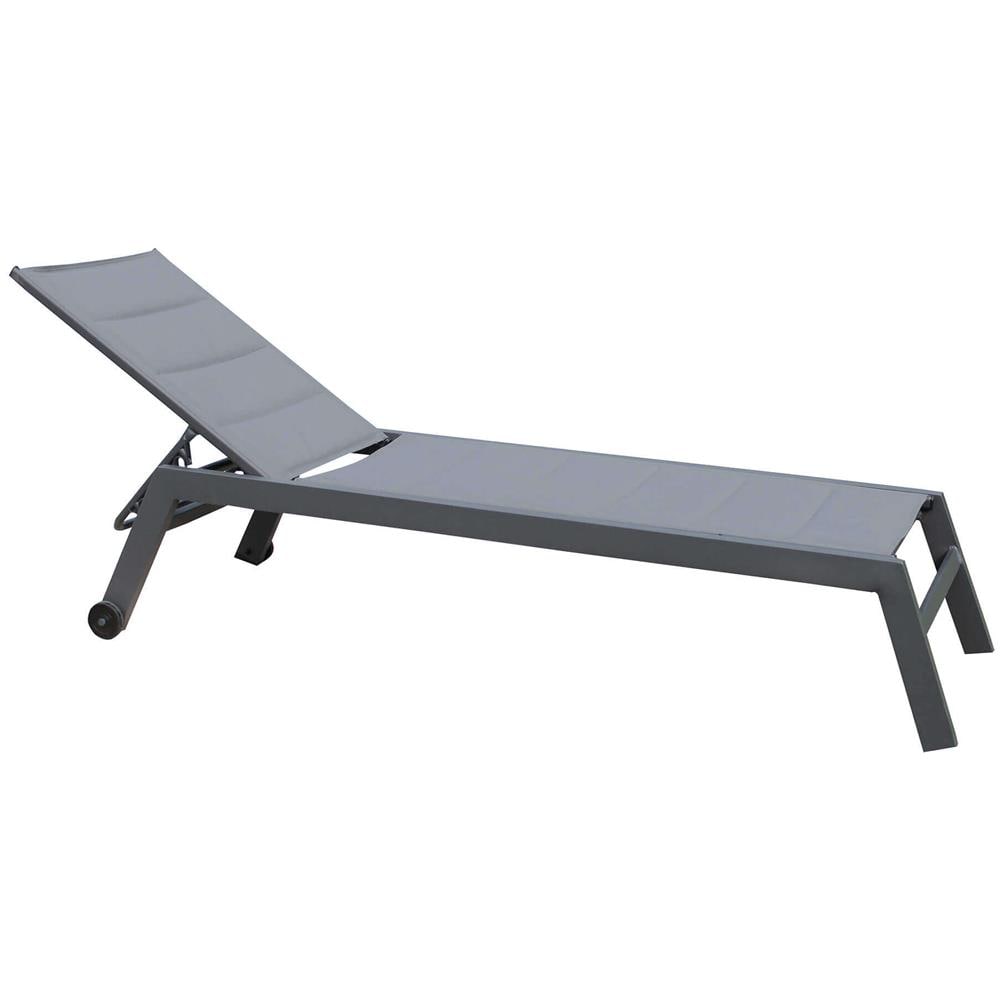 Lettino Sdraio Imbottito Impilabile In Alluminio E Textilene Da Esterno Giardino, Per Ristorante Agriturismo Albergo Hotel, Cm 198x61x34/95 H - Foto 1