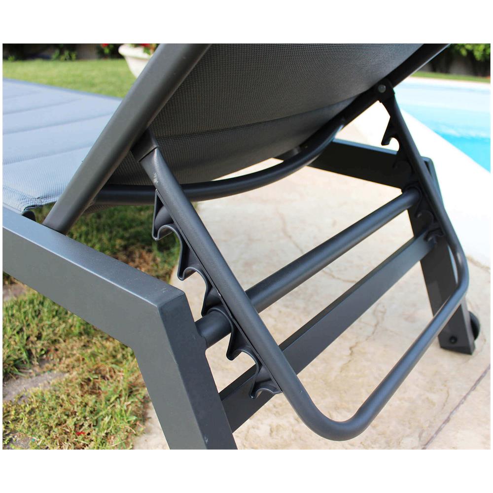 Lettino Sdraio Imbottito Impilabile In Alluminio E Textilene Da Esterno Giardino, Per Ristorante Agriturismo Albergo Hotel, Cm 198x61x34/95 H - Foto 2