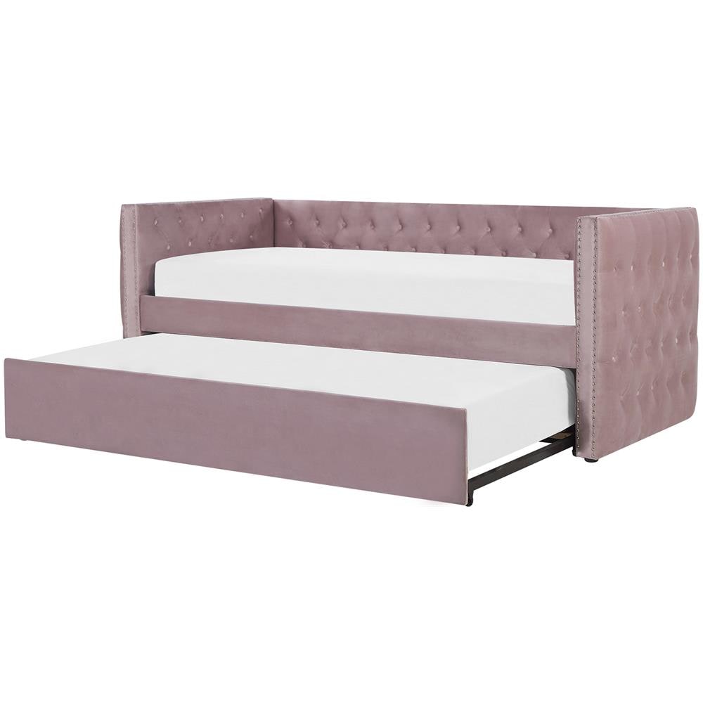 Letto Estraibile In Velluto Rosa 90 X 200 Cm Gassin - Foto 1
