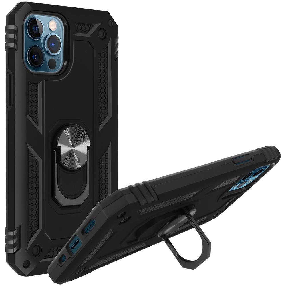 Cover Iphone 12 / 12 Pro Bi-materia Anello Magnetico Stand Nero - Foto 2