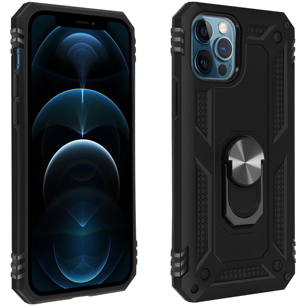 Cover Iphone 12 / 12 Pro Bi-materia Anello Magnetico Stand Nero - Foto 1