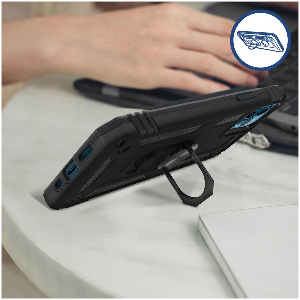 Cover Iphone 12 / 12 Pro Bi-materia Anello Magnetico Stand Nero - Foto 5