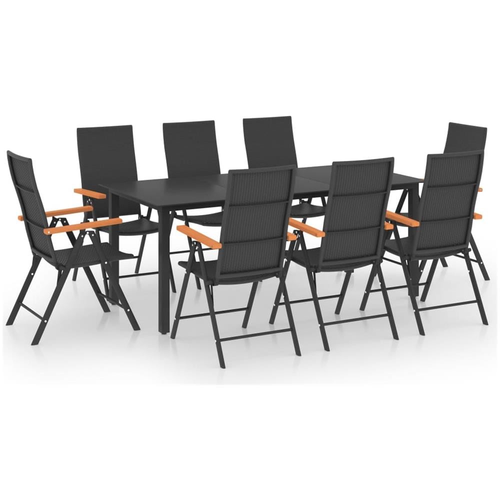 Set Da Pranzo Da Giardino 9 Pz Nero E Marrone - Foto 1
