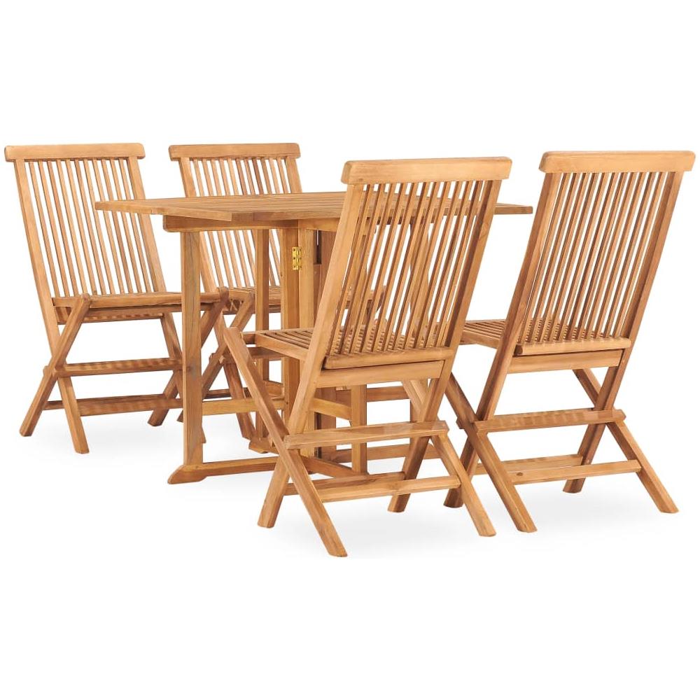 Set Da Pranzo Da Giardino 5 Pz Pieghevole In Massello Di Teak - Foto 1