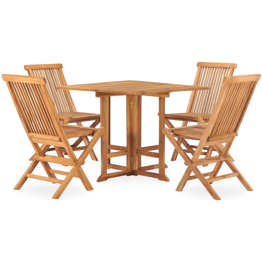 Set Da Pranzo Da Giardino 5 Pz Pieghevole In Massello Di Teak - Foto 2