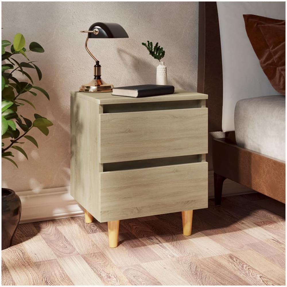 Comodino con Gambe in Pino Massello Rovere Sonoma 40x35x50 cm - Foto 1