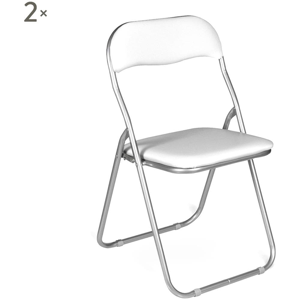 Set Di Due Sedie Pieghevoli, Colore Bianco, Misure 43 X 47 X 78 Cm - Foto 1
