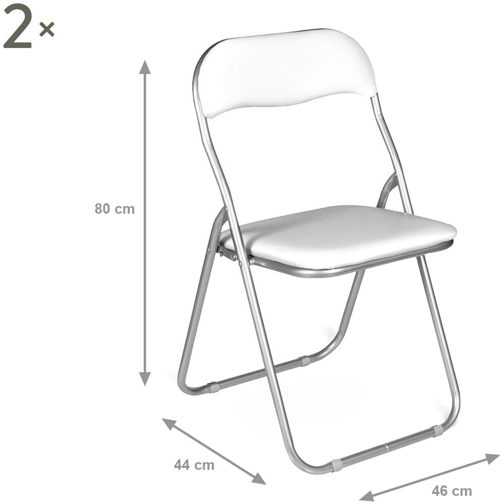 Set Di Due Sedie Pieghevoli, Colore Bianco, Misure 43 X 47 X 78 Cm - Foto 2