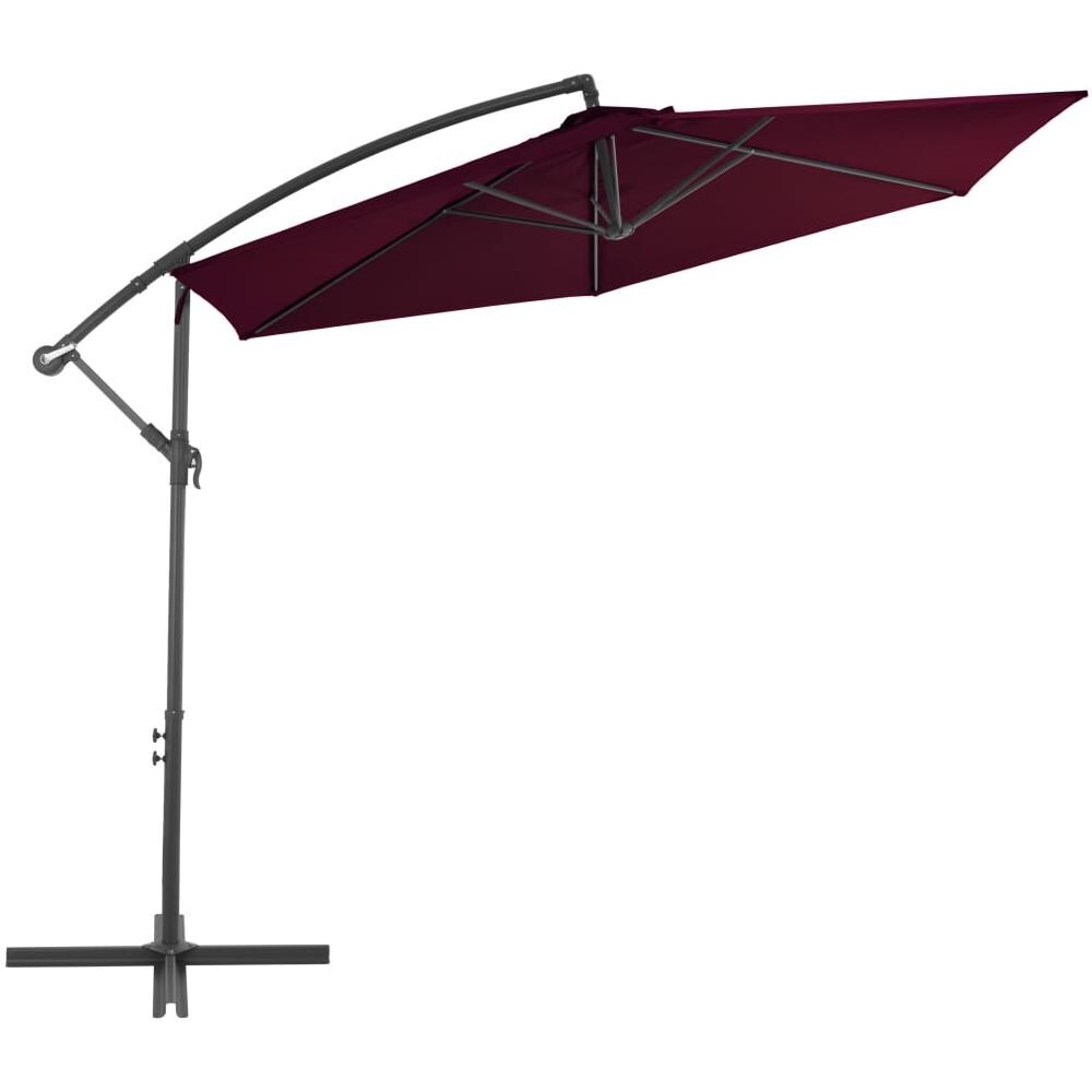 Ombrellone a Sbalzo con Palo in Alluminio 300 cm Rosso Bordò - Foto 3