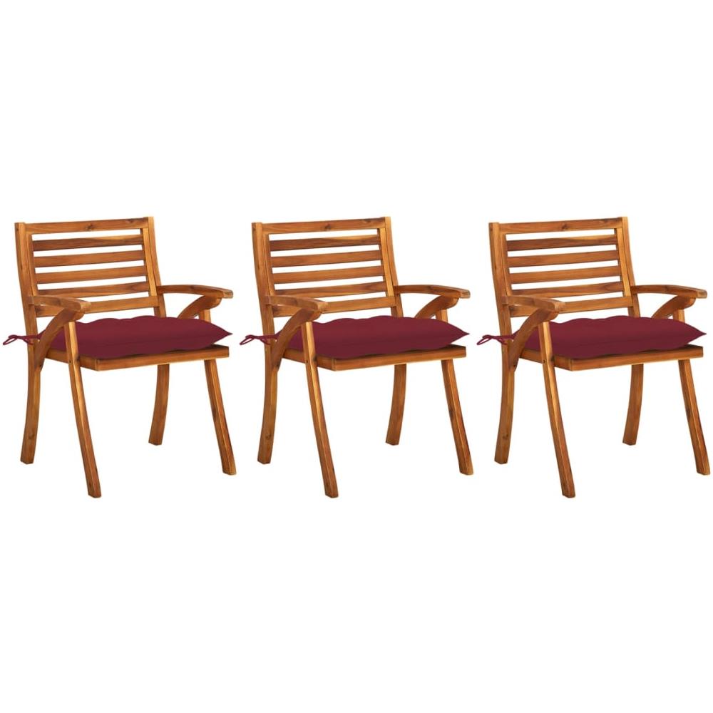 Sedie da Pranzo da Giardino con Cuscini 3 pz Massello di Acacia - Foto 1