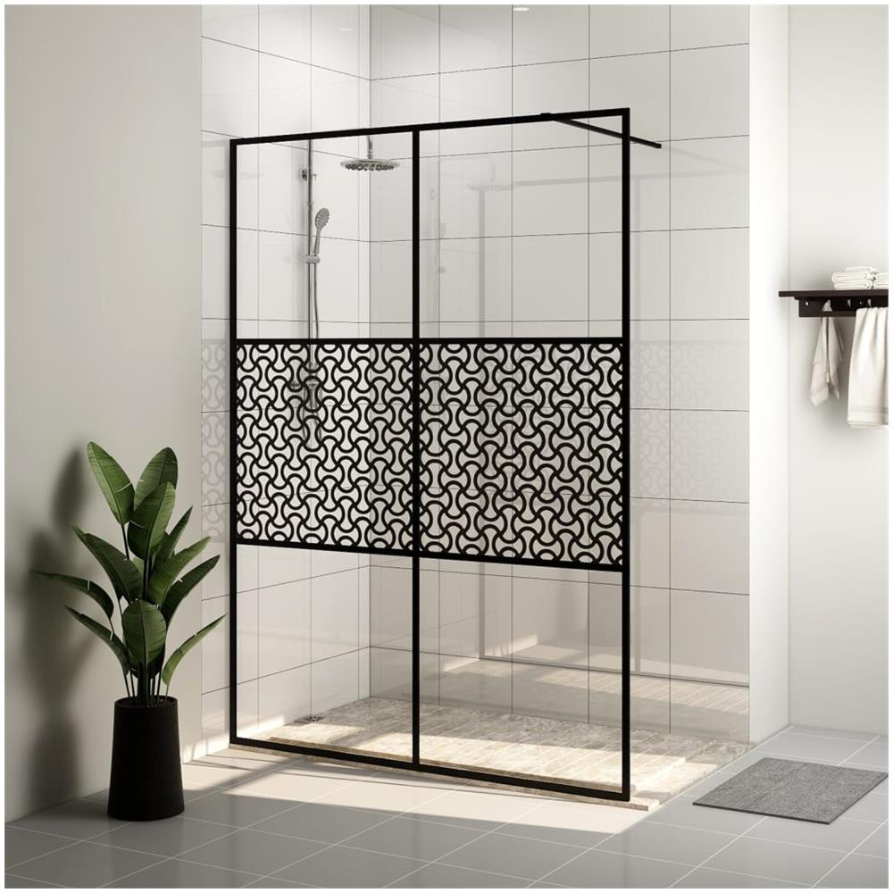 Parete Per Doccia Walk-in Vetro Trasparente Esg 140x195cm Nera - Foto 1