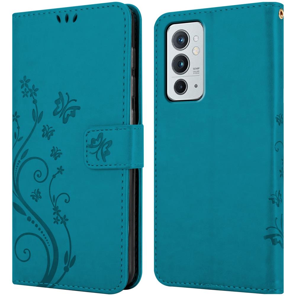 Custodia Compatibile Con Oneplus 9rt 5g In Blu Fiore - Coperchio Protettivo In Design Floreale Con Chiusura Magnetica, Funzione Stand E Slot Per Carte - Foto 8