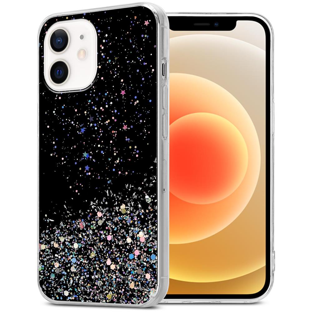 Cadorabo Custodia Compatibile Con Apple Iphone 12 Mini In Nero Con Glitter - Coperchio Protettivo In Silicone Tpu Flessibile Con Glitter Scintillanti - Foto 1