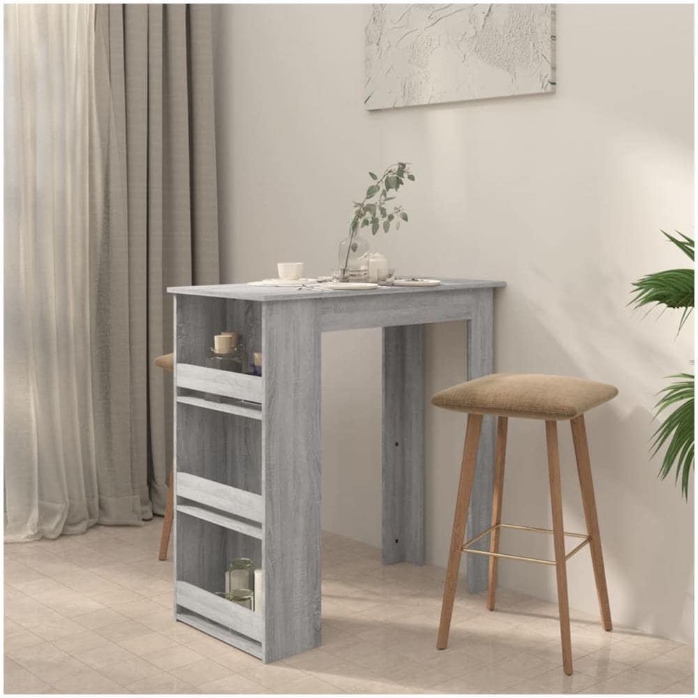 Tavolo Bar con Ripiani Grigio Sonoma 102x50x103,5cm Truciolato - Foto 3
