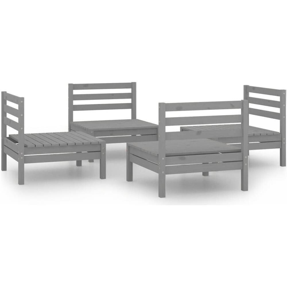 Set Divani Da Giardino 4 Pz Grigio In Legno Massello Di Pino - Foto 2