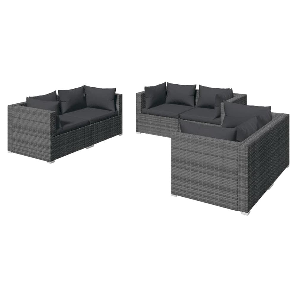 Set Divani Da Giardino 6 Pz Con Cuscini In Polyrattan Grigio - Foto 2