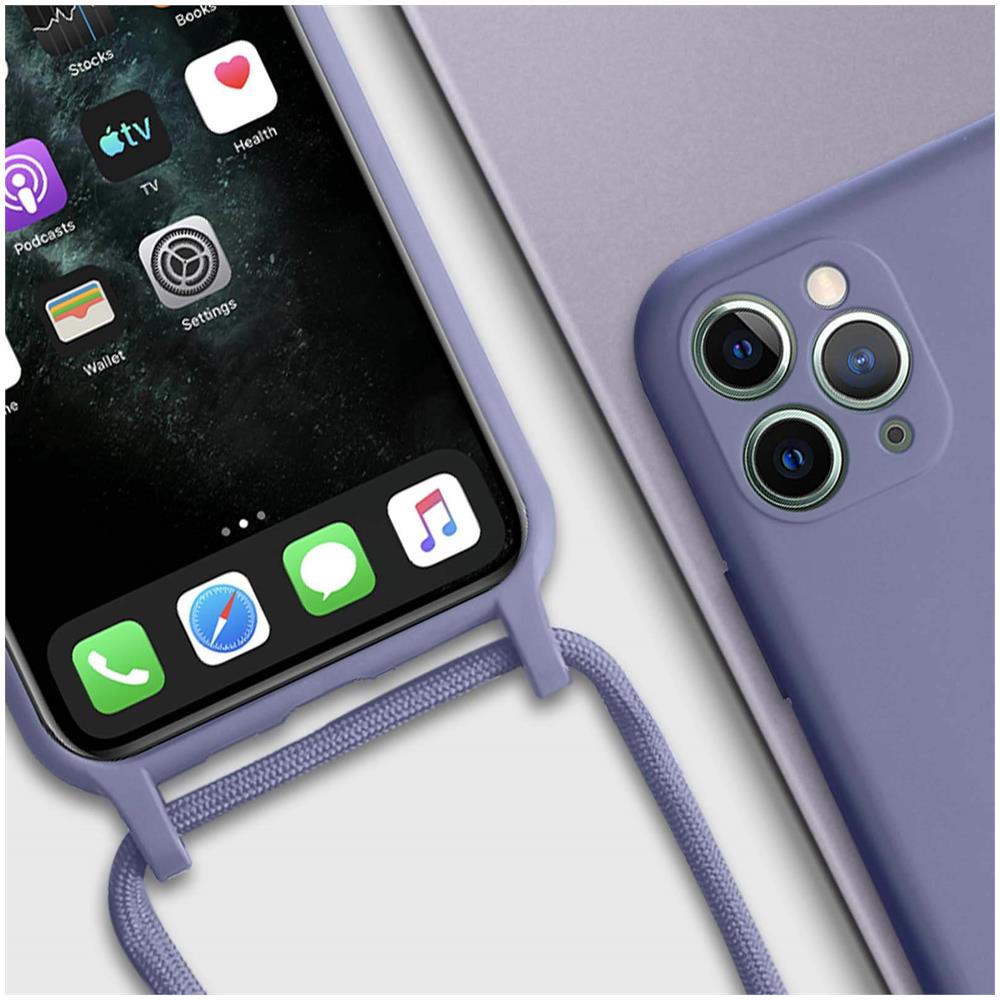 Cover Semirigida Per Iphone 11 Pro Max Cordino Nylon 80 Cm Viola Chiaro - Foto 5