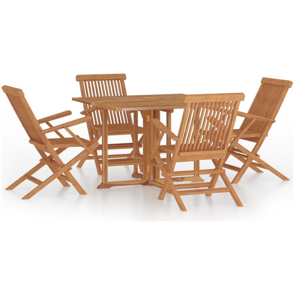 Set Da Pranzo Pieghevole Per Esterni 5pz Legno Massello Di Teak - Foto 1