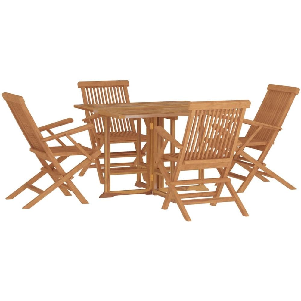 Set Da Pranzo Pieghevole Per Esterni 5pz Legno Massello Di Teak - Foto 2