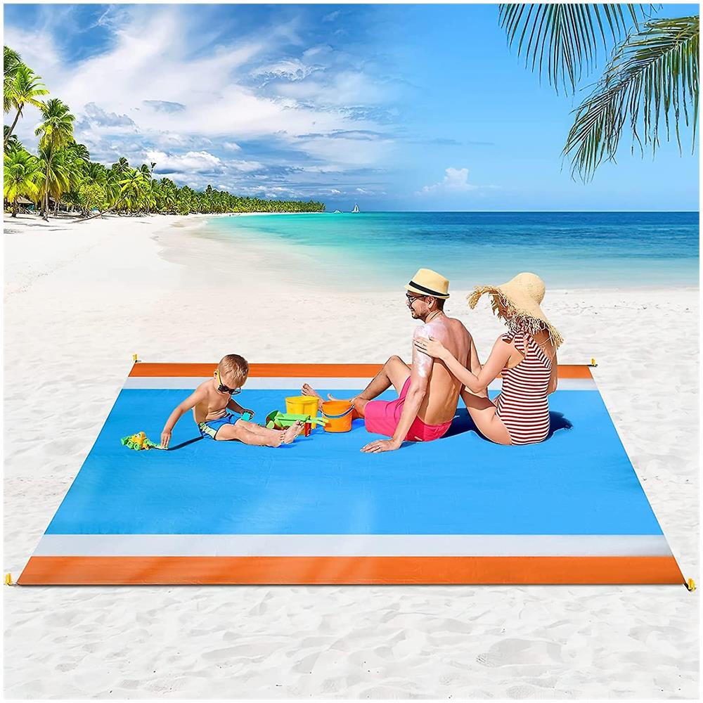 Coperta Da Spiaggia Impermeabile 200x210 Cm - Anti Sabbia, Con Picchetti, Per Picnic, Campeggio E Mare