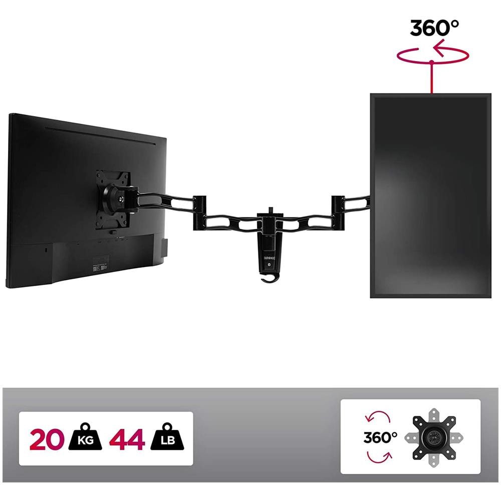 Dm35w1x3 Supporto Da Parete Monitor 13” - 27” Staffa Supporto Monitor / Schermo Con Due Braccia Estensorie Vesa Max 100 X 100mm Struttura In Lega Di Aluminio Portata 20kg - Foto 2