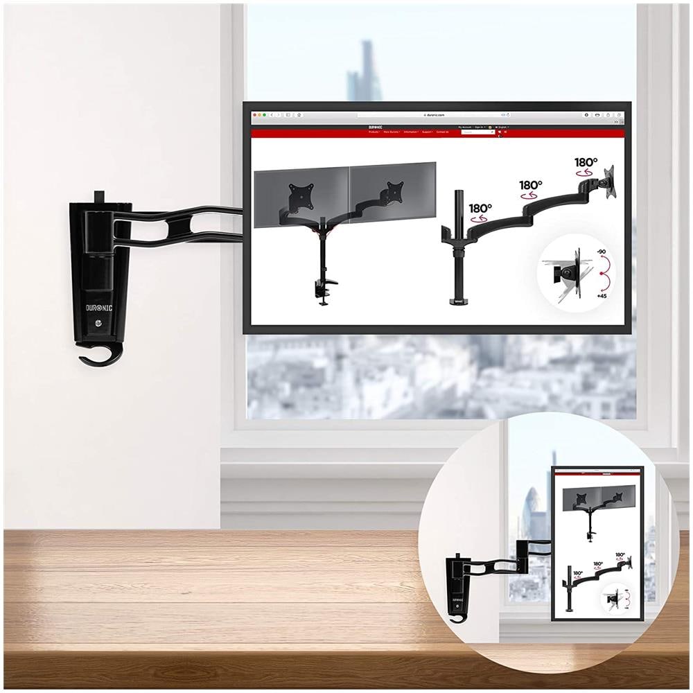 Dm35w1x3 Supporto Da Parete Monitor 13” - 27” Staffa Supporto Monitor / Schermo Con Due Braccia Estensorie Vesa Max 100 X 100mm Struttura In Lega Di Aluminio Portata 20kg - Foto 6