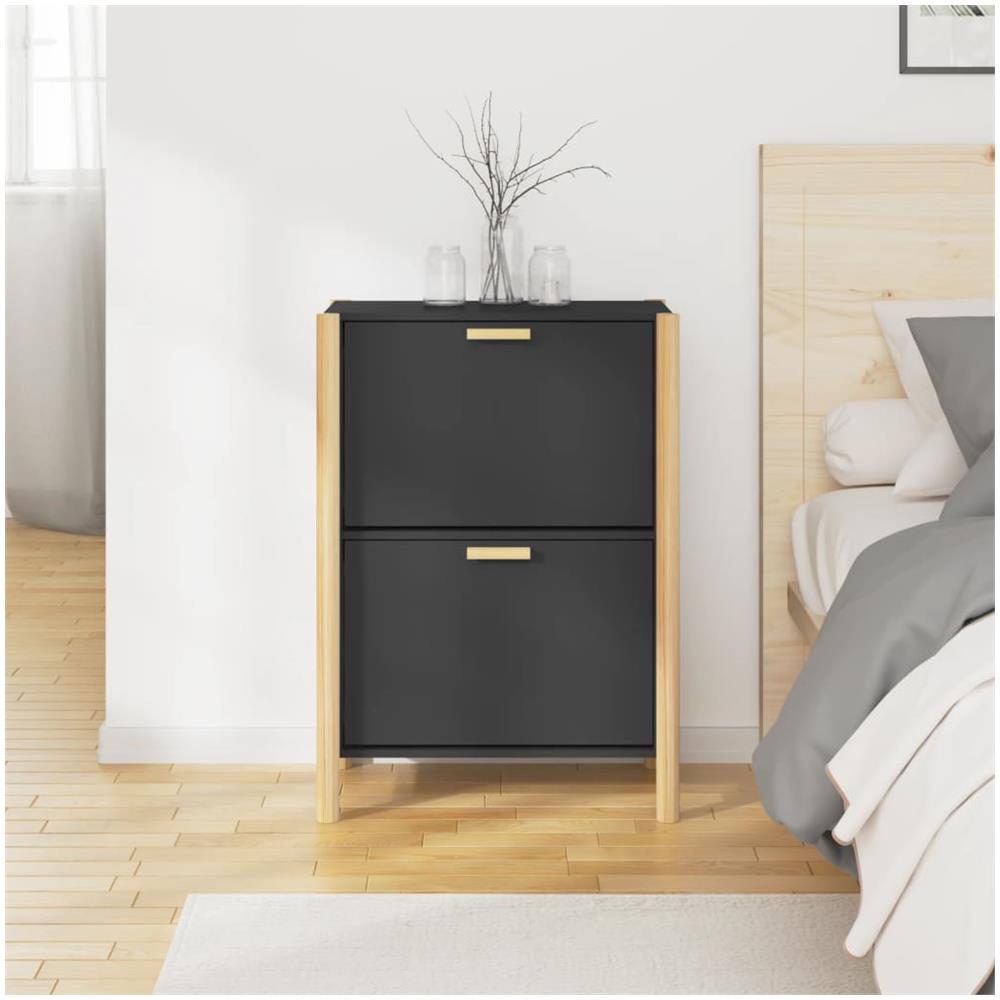 Scarpiera Nera 57,5x33x80 Cm In Legno Multistrato - Foto 4