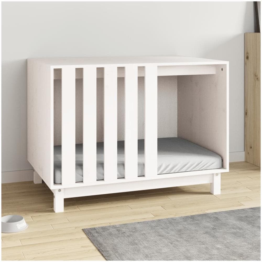 Casetta Per Cani Bianca 90x60x67 Cm In Legno Massello Di Pino - Foto 2