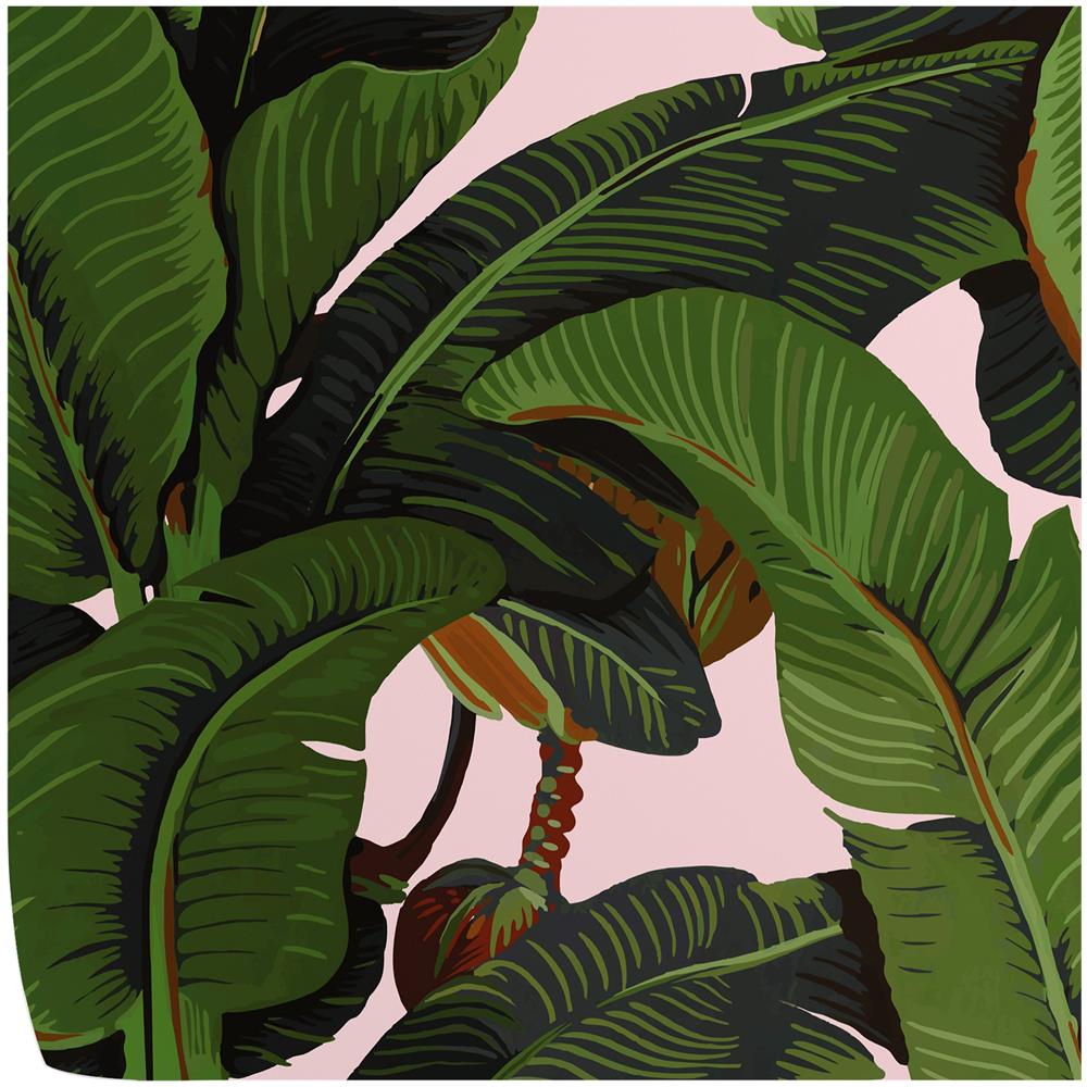 Carta Da Parati Foglie Di Banano Rosa In Fogli Di Vera Carta Vegana, Made In Italy, 200x280cm, 5,5mq - Foto 1